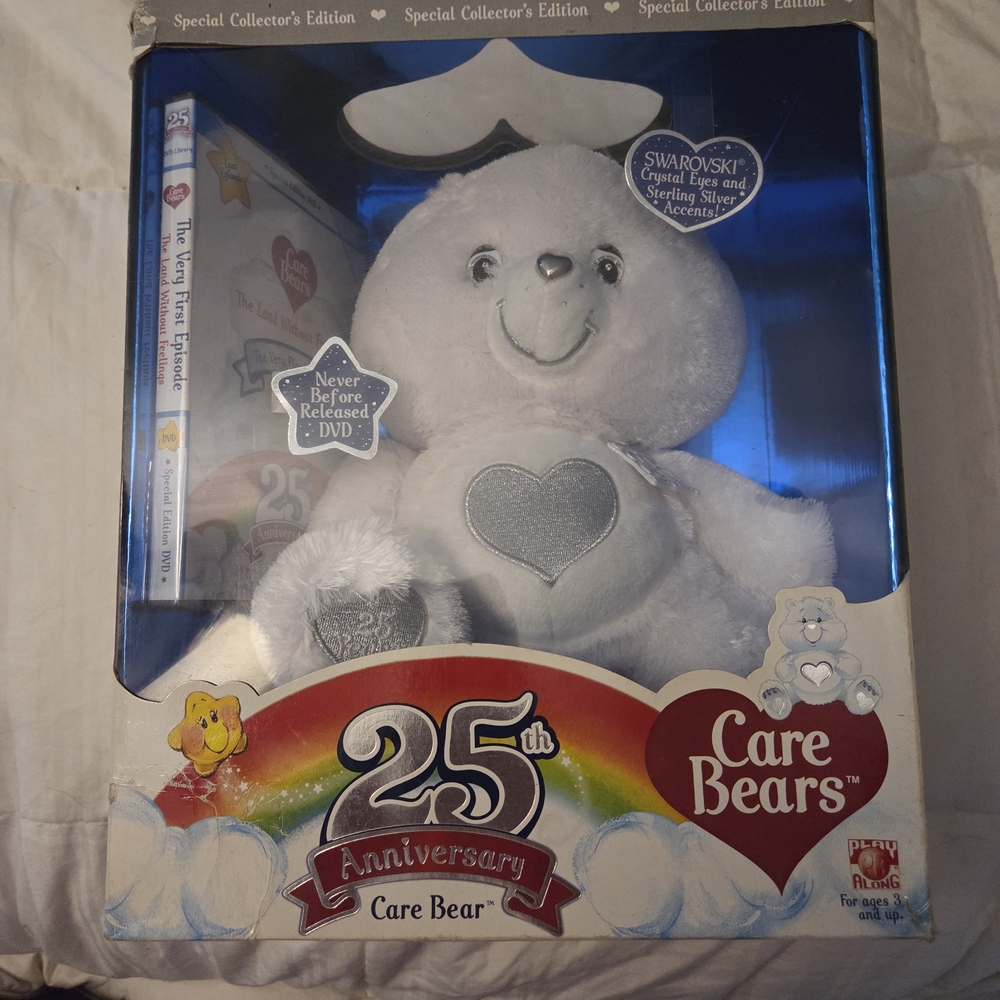 Care Bears 25th Anniversary White Plush with Silver Heart